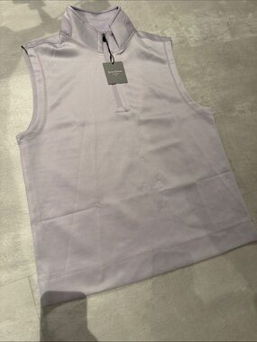 Hickey Freeman Sleeveless Quarter-Zip Polo in Light Lilac
